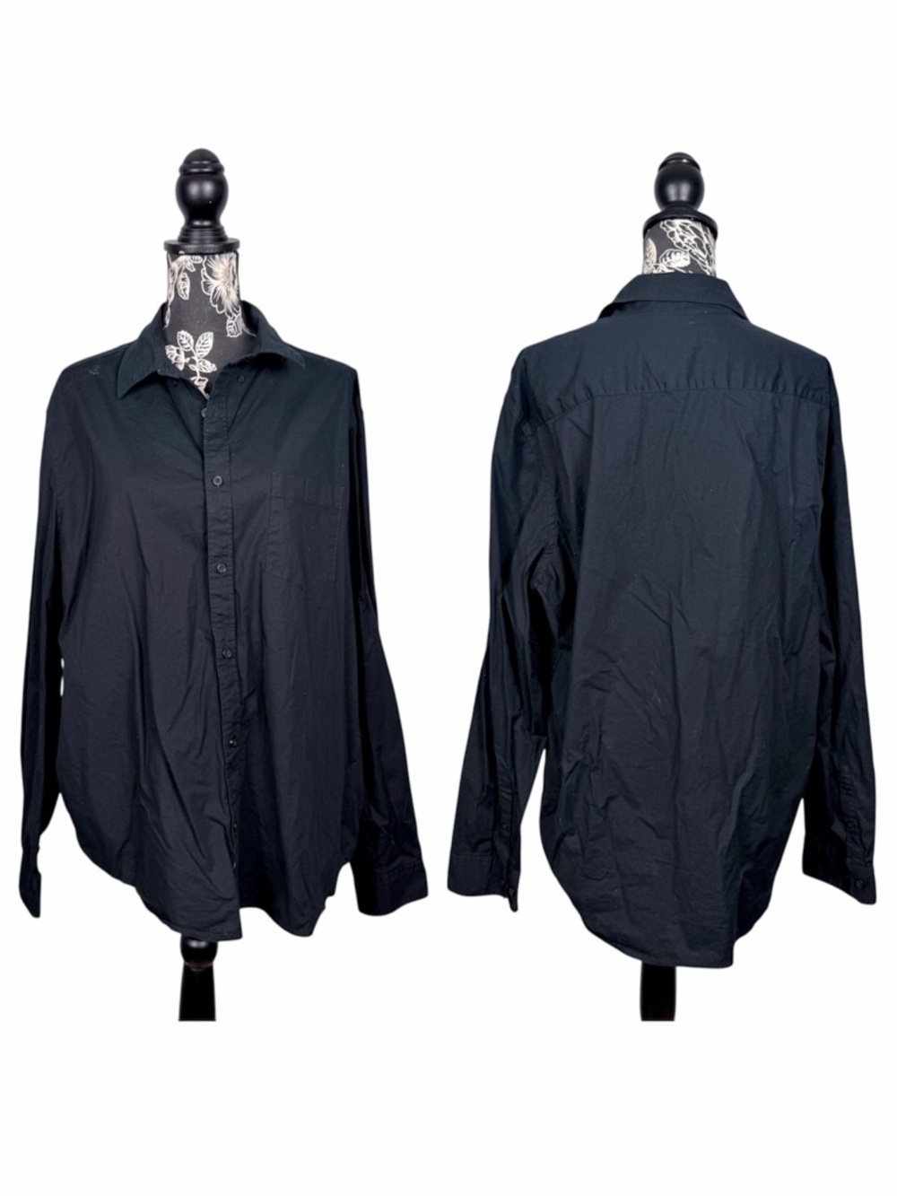 Express men's black slim solid stretch button down dress shirt size XL